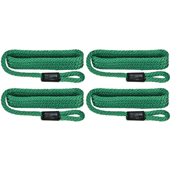 Extreme Max 3006.3372 BoatTector Solid Braid MFP Fender Line Value 4-Pack - 3/8" x 5', Forest Green