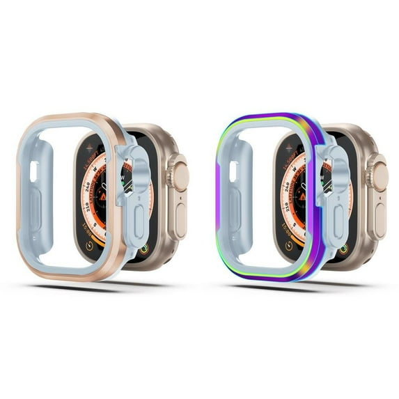 BRADCET Metal Case for Apple Watch Ultra 49mm 45mm 41mm 44mm 40mm for Women Men, Accessories Shockproof Protector TPU Bumper Tempered Cover for iwatch Series Ultra 8 7 SE 6 5 4