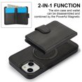 thumbnail image 3 of Decase for iPhone 13 Flip PU Leather Back Cover with 2-in-1 Detachable Magnetic Wallet with 5 Card Slots Compatible Mag-Safe and RFlD Blocking Kickstand and Wireless Charging,Black, 3 of 4