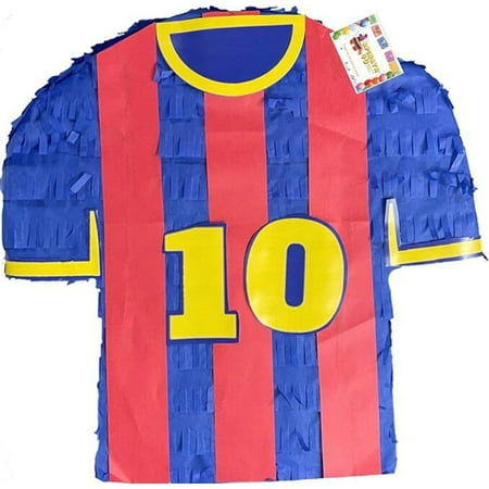 Soccer 10 Jersey Pinata Blue Red Yellow Color Sports Themed Birthday Party Decoration