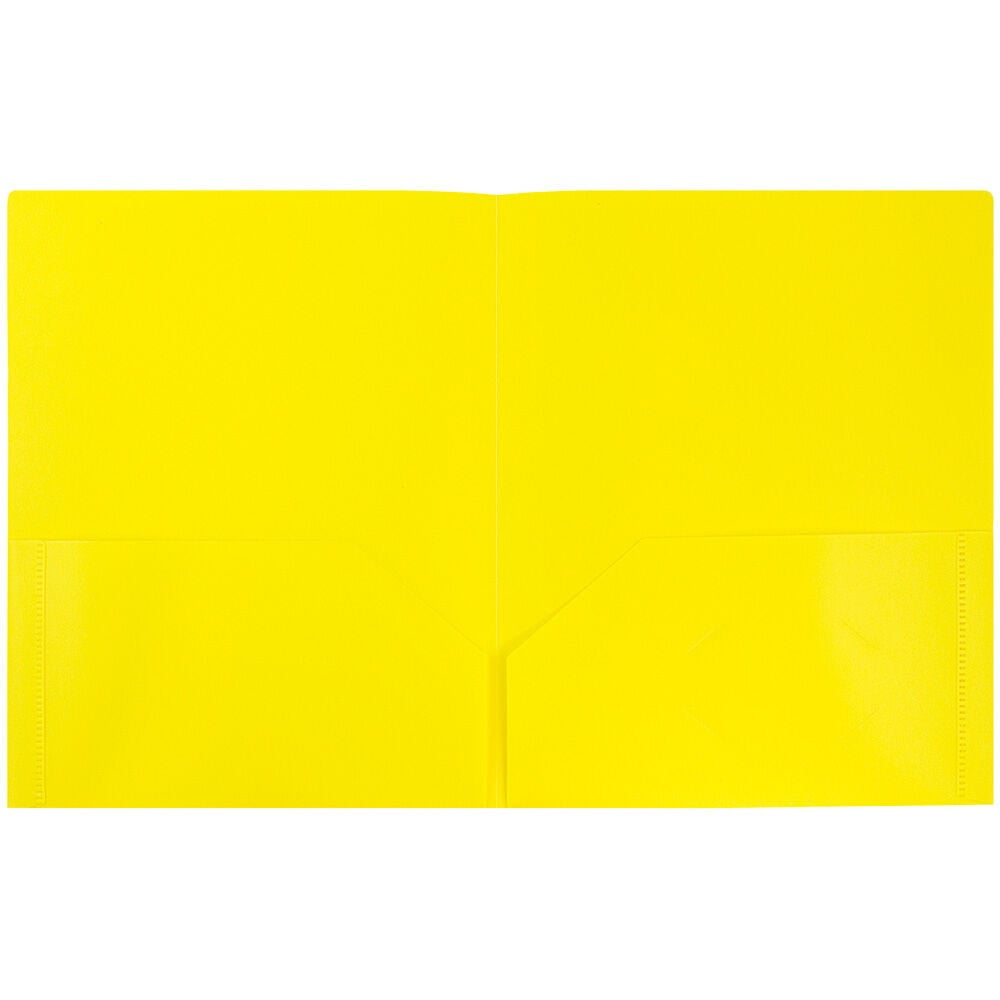 JAM Paper Plastic 2 Pocket POP Folders, School Folders, Yellow, Bulk 144/Box