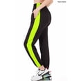 thumbnail image 4 of Women's Track Pants with Neon Side Stripe, Elastic Waist Athletic Joggers Black/L, 4 of 5