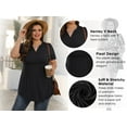 thumbnail image 6 of PINKSIR Plus Size Short Sleeve Henley Shirt for Women Flowy Tunic Tops Loose Fit Pleated Swing Blouse Black 1X-5X, 6 of 7