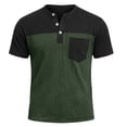 thumbnail image 4 of Mens Button Crewneck T-Shirts Short Sleeve Shirts for Men with Pocket Vintage Color Block Pullover Tees Tops 4th of July, 4 of 8