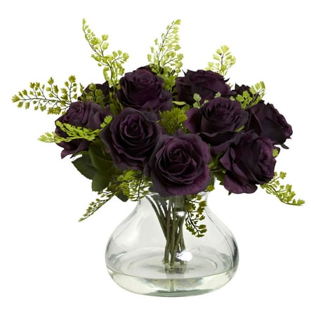 Nearly Natural Roses And Maiden Hair Silk Flower Walmart Com