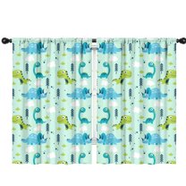 Funny Window Curtains for Kids Room - 42Wx63H Inch 2 Panels, Rod Pocket Colorful Cartoon Dinosaur Patterns for Boys Bedroom Decor Preschool Classroom Curtains Playroom Living Room Window Drapes