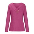thumbnail image 3 of Birdeem Womens Fashion Casual Solid Color V-Neck Long Sleeve Button Top, 3 of 12