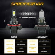 H13 9008 LED Headlight Bulbs Kit Super Bright High&Low Beam 6000K Plug&Play Pack of 2