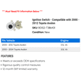 thumbnail image 2 of Ignition Switch - Compatible with 2000 - 2012 Toyota Avalon 2001 2002 2003 2004 2005 2006 2007 2008 2009 2010 2011, 2 of 2