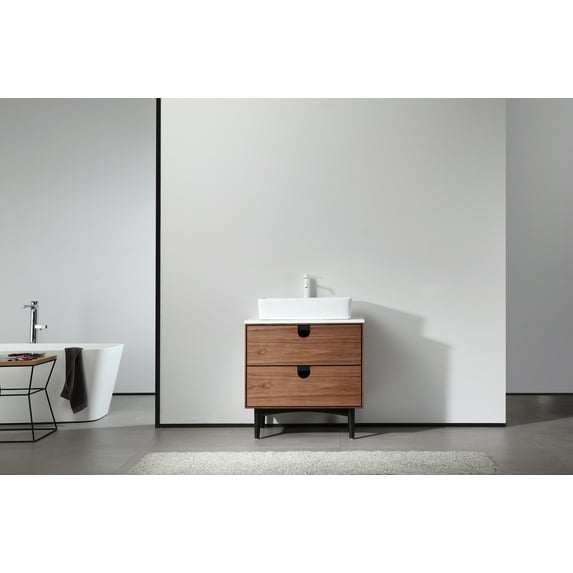 Portree 30" Walnut Freestanding Bathroom Vanity