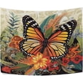 thumbnail image 2 of FREEAMG Butterfly Leaves Flowers Tapestry Hippie Wall Hanging Tapestries Aesthetic Decorative for Living Room Bedroom Ceiling 60x51In, 2 of 7