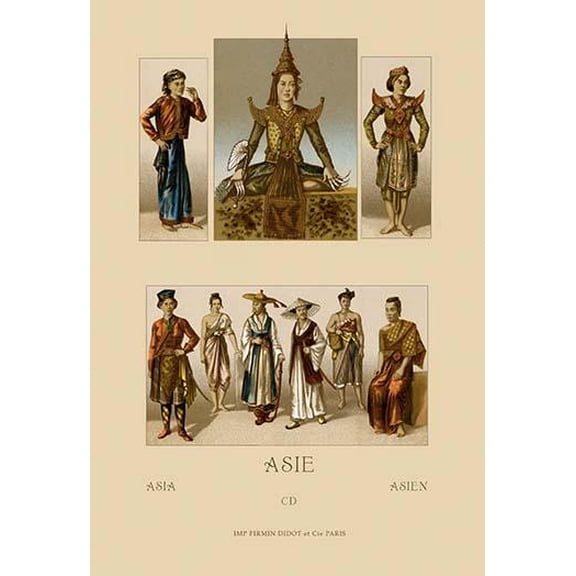A Variety of Asian Costumes-Fine Art Canvas Print (20" x 30")
