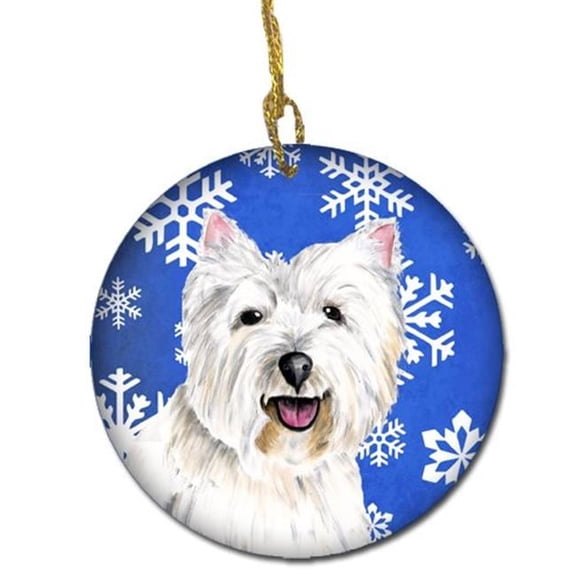 Westie Winter Snowflakes Holiday Ceramic Ornament