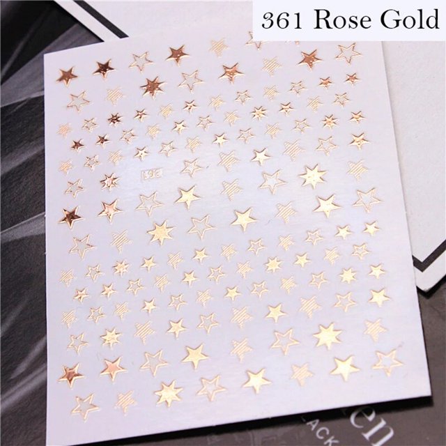 Pegatinas de estrellas deslizantes 3D para uñas, pegatinas de decoración brillantes, adhesivo de transferencia DIY, accesorios para puntas de uñas doradas y plateadas, 1 ud. Tan Jianjun unisex
