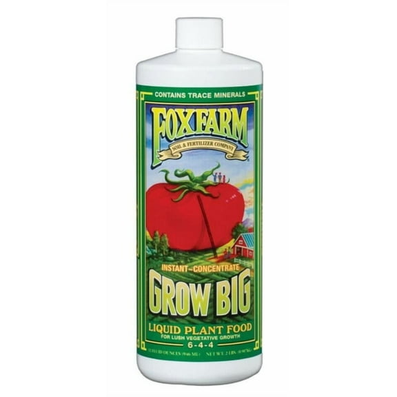 FoxFarm Grow Big Liquid Plant Food - Hydroponic, Indoor Plant Nutrients - 1-Qt