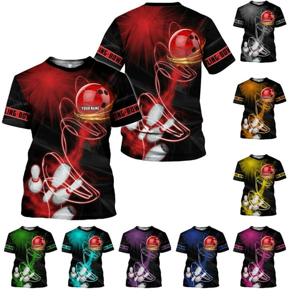 Personalized Bowling Shirt Custom Name Bowling Jersey Shirts Gift for Women & Men Womens Polo Team 3D Unisex Short Sleeve (Red, S)