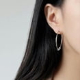 thumbnail image 4 of QQTDFG Sterling Silver 10/15/20/30mm Circles Hoops Sleeper Earrings Women Jewelry A1617-20mm, 4 of 5