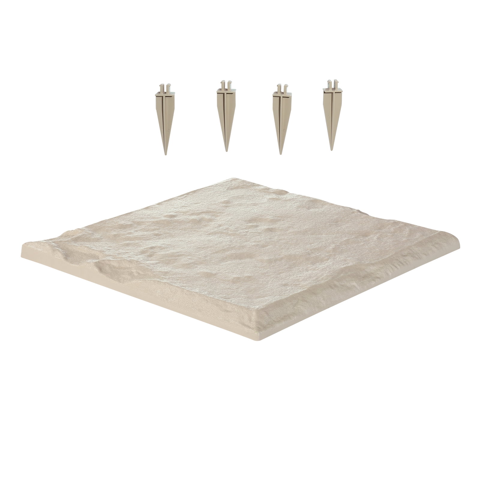 KFFKFF Decorative Garden Stepping Stones, 4 Pieces 15.5 x 15.5 in, Weather-Resistant Plastic Pathway Pavers with Stakes, Smooth Surface for Outdoor Walkways, Lawn, Patio, and Landscaping, Beige