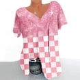 thumbnail image 2 of Blusas de Manga Corta para las Mujeres con Cuello en V Impreso Suéter Casual Top, Blusas para las Mujeres Casual, 2 of 4