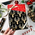 thumbnail image 4 of Reversible Christmas Wrapping Paper Roll, Black and Gold Wrapping Paper, Vintage Gold Deer Antlers Christmas Gift Wrap with Metallic Shine for Winter Holiday, Craft Supply (17 Inch X 33 Feet), 4 of 15