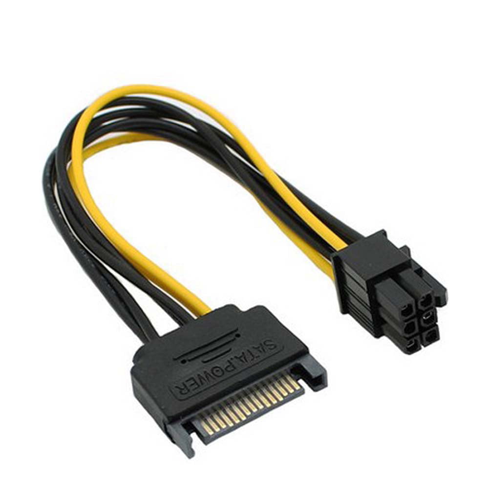 US 15pin SATA Power to 6pin PCIe PCI-e PCI Express Adapter Cable for Video Card 