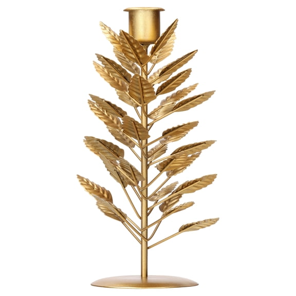 Medium Gold Leaf Metal Christmas Taper Candle Holder, 8", by Holiday Time