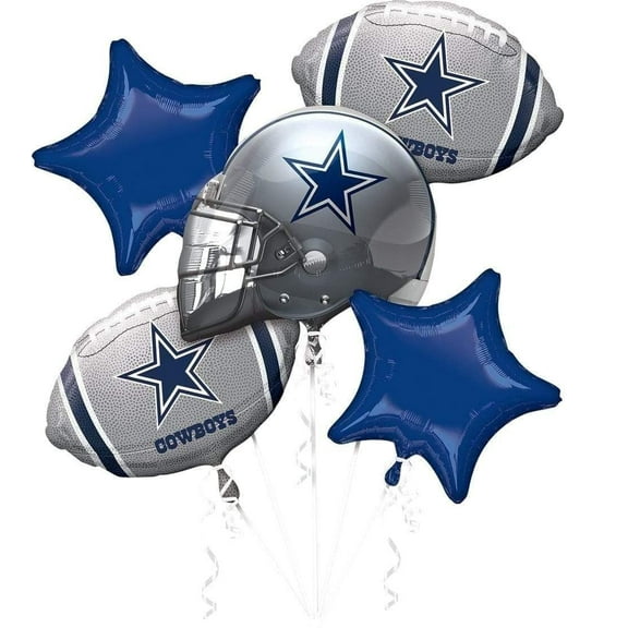 Dallas Cowboys Football Helmet 5 Piece Pack Bouquet Foil Balloons