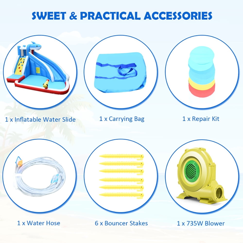 Aimee Lii 4-in-1 Inflatable Water Slide Park with Long Slide and 735W Blower, Kids Bounce House Water Slide Aimee Lii 4-in-1 Inflatable Water Slide Park with Long Slide and 735W Blower, Kids Bounce House Water Slide