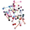 thumbnail image 4 of segolike 30 Pieces Assorted Color Lip Tongue Straight Barbell Studs Double 6mm Ball, 4 of 9