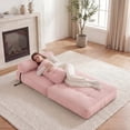thumbnail image 5 of ELLEGNT Convertible Sleeper Chair - Folding Sofa Bed, Corduroy Cover, Pillow Back Support for Living Room or Guest Room , Pink, 5 of 10