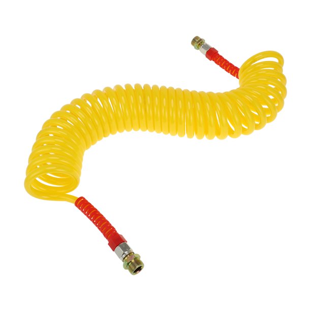 Línea corta en espiral de manguera de freno de aire enfriador de aceite de 34 círculos, cable de freno para camiones y tractores con conexión M22x1.5 NPT de hierro nylon rojo de 31 pies