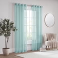 thumbnail image 6 of Eclipse Emina Crushed Sheer Voile Window Curtain Panel, Grommet, 1 Panel, 50 In Wide x 95 In Long, Aqua, 6 of 9