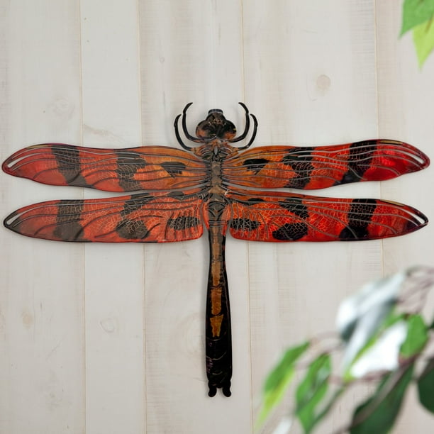 3D Dragonfly Metal Outdoor Wall Art