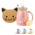 thumbnail image 1 of Cute Ceramic Cat Coffee Mug With Kitty Lid Infuser Cat Paw Spoon and Coaster Gifts for Cat Lover, 1 of 6