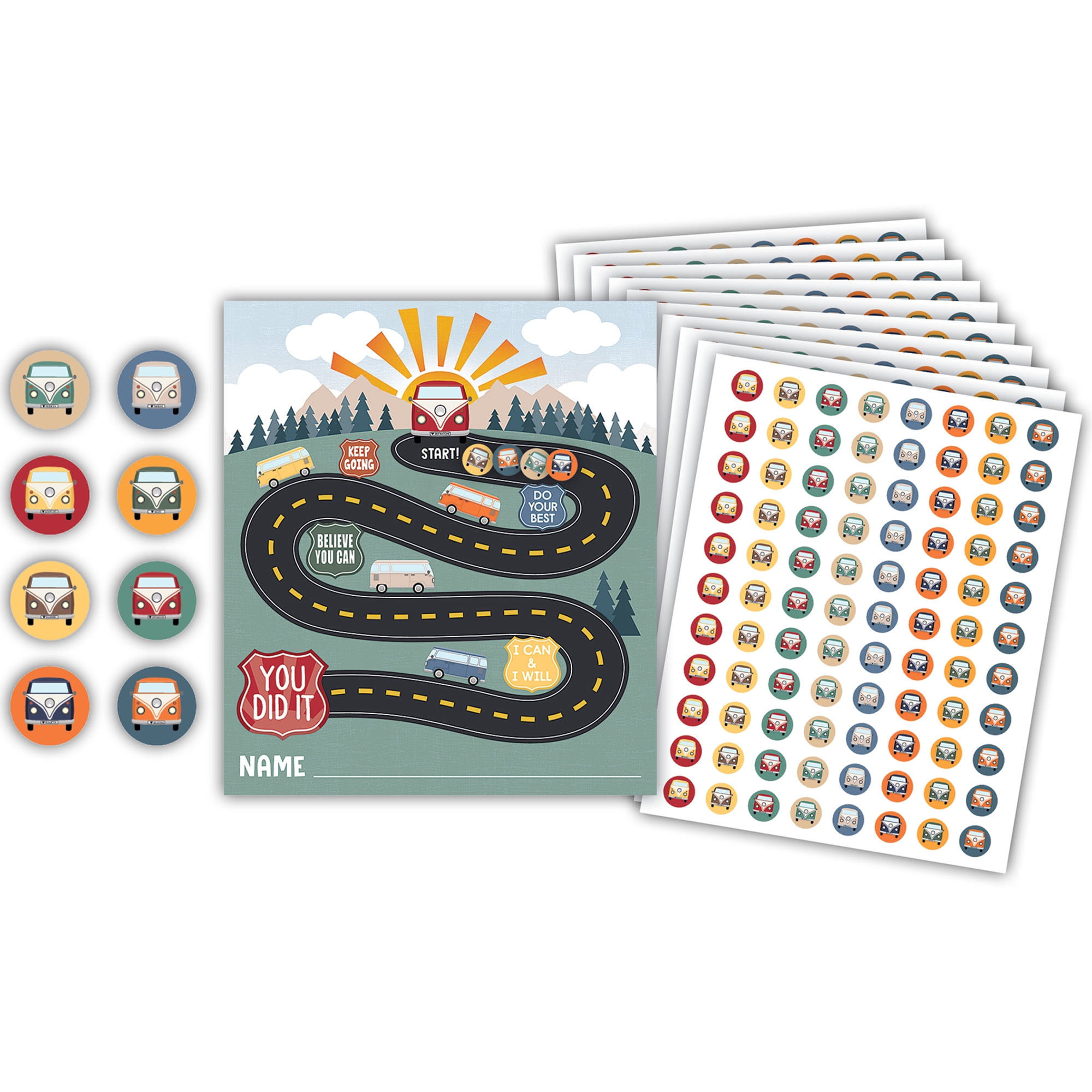 Teacher Created Resources Moving Mountains Road Trip Reward Trackers with Stickers, 3 Packs