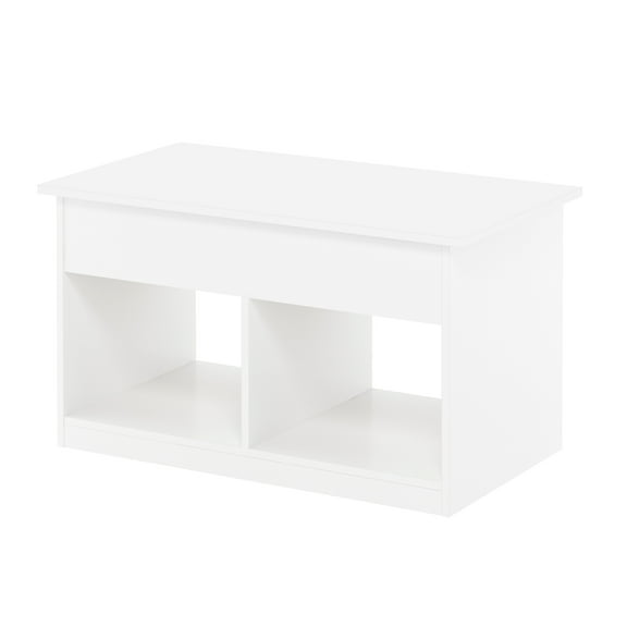 Furinno Jensen Living Room Lift Top Coffee Table With Hidden Compartment, Solid White
