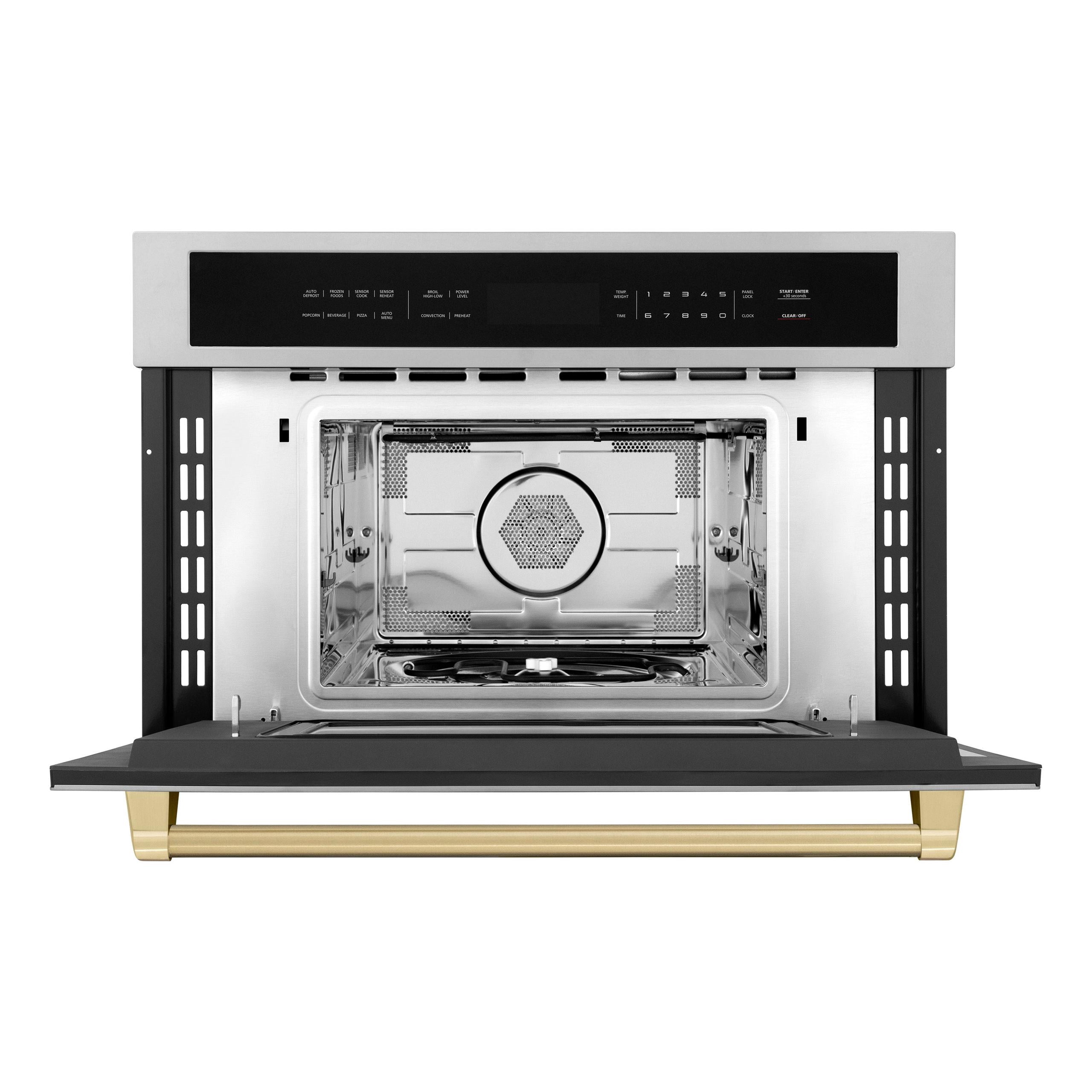 ZLINE Autograph Edition 30 1.6 cu ft. Built-in Convection Microwave Oven in Stainless Steel and Champagne Bronze Accents