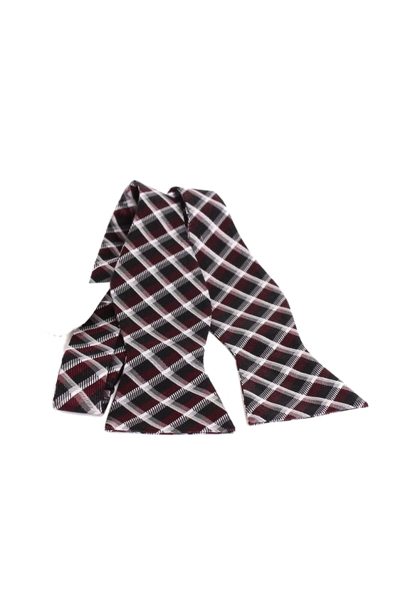 The Men's Store Men's Bow Tie Black One Plaid To-Be-Tied Silk Red One Size