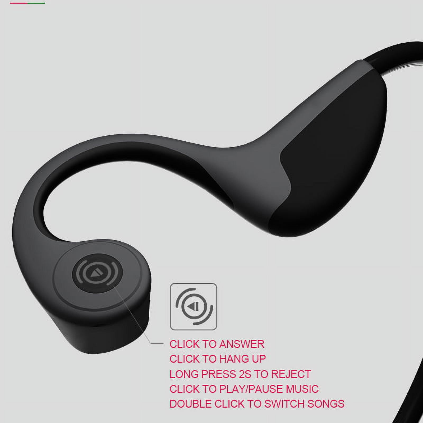Bone Conduction Headphones Bluetooth 5.0 Open Ear Wireless Headset Titanium HiFi Stereo with Mic Sweatproof Sports Headphones for Running Driving Cycling -Black