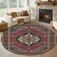 thumbnail image 2 of Round Rugs 5 Ft, Aztec Southwest Non Slip Area Rugs for Kitchen Bedroom Entryway, Red Brown Boho Chic Abstract Geometric Washable Carpet Runner Rug Floor Mats for Bedroom Home Decor, 2 of 9