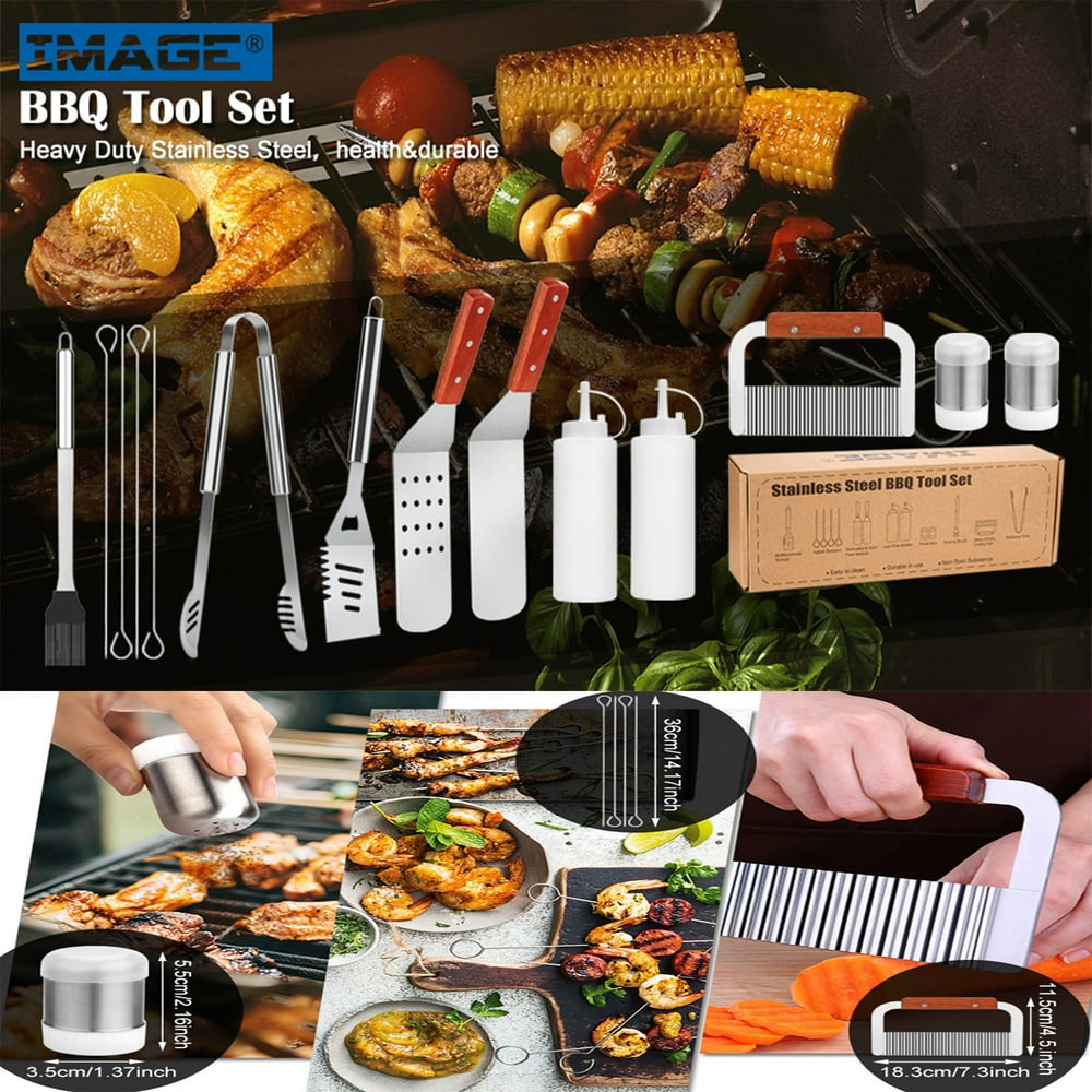 IMAGE 14 Pcs BBQ Grill Tool Set Stainless Steel Grilling Accessories