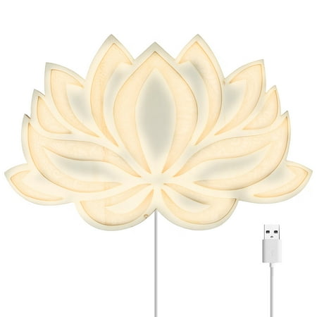 

SESAVER Wall Hanging Wooden Lotus Flower Light USB Night Light Mandala Art Decorative Lotus Flower Lamp Ornaments Home Wall Deco
