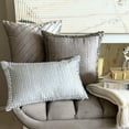 thumbnail image 4 of Gray Decorative Lumbar Pillow Cover 12" x 20" | Modern Satin Oblong Cushion Cover Striped | Crystal Hand Embroidered Pillowcases for Bed, Couch & Sofa, Modern Home Décor - Radiant Charm, 4 of 9