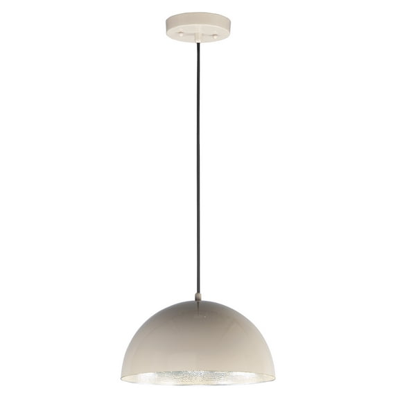 ET2 Lighting E24902-GTAL Hemisphere-15W 1 LED Pendant-14 Inches Wide by 8 inches high, Gloss Taupe/Aluminum Finish