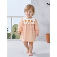 thumbnail image 4 of BemeyourBBs Toddler Baby Girls Halloween Dress Outfit Infant Baby Girl Summer Fall Plaid Gingham Dress Pumpkin Ghost Embroidered Crew Neck Puff Long Sleeve Holiday Party Dress, 4 of 9