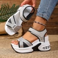 thumbnail image 3 of Rokment Women's Height Increasing Comfortable Walking Sandals 2026 Stylish Athletic Open Toe Ankle Strap Platform Non Slip Work Wedge Heels Chunky Summer Nursing Shoes Grey Size 7.5, 3 of 7