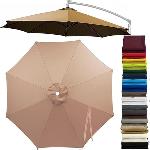 SUBAI 7/8/9/10/11/13Ft Patio Umbrella Replacement Canopy,6/8 Ribswaterproof Uv-Resistant Outdoor Round Umbrella Top Cover for Outdoor Garden Deck Backyard