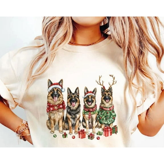 DOPASHIRT German Shepherd Dog Xmas Shirt, San.Ta Dog Shirt For Mom, Casual Tee For Dog Owner Unisex S-5XL Hot Trending Shirt, Vintage Birthday Gift