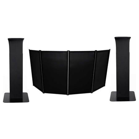(2) Rockville RTP82B 8 ft Adjustable Totem Style DJ Speaker Stands+Facade Booth