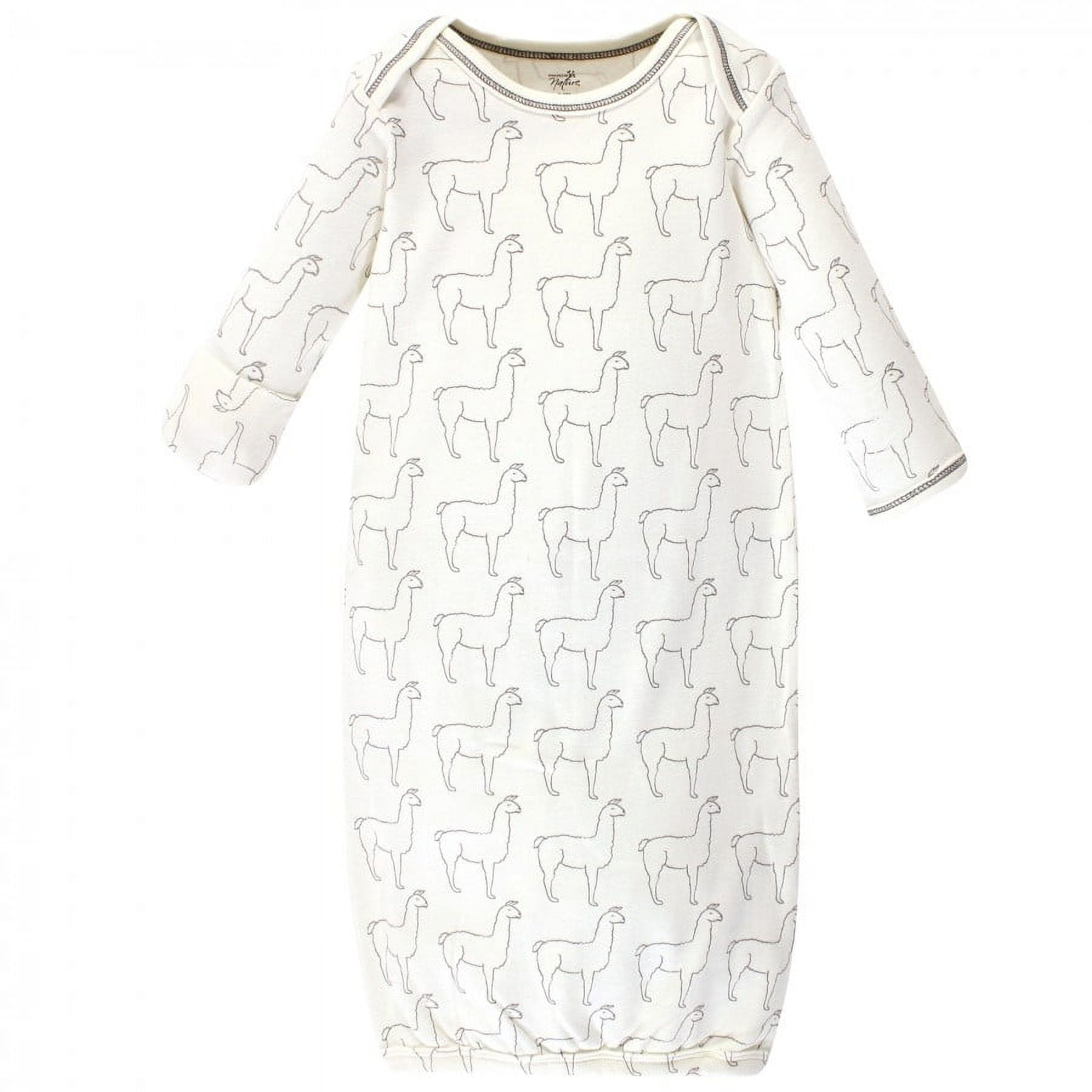 Touched by Nature Baby Organic Cotton Long-Sleeve Gowns 3pk, Llama, 0-6 Months